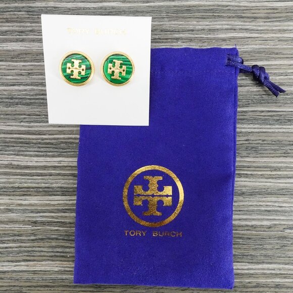 Tory Burch Women's Semi Precious Stud Earrings Green OS - Picture 7 of 13